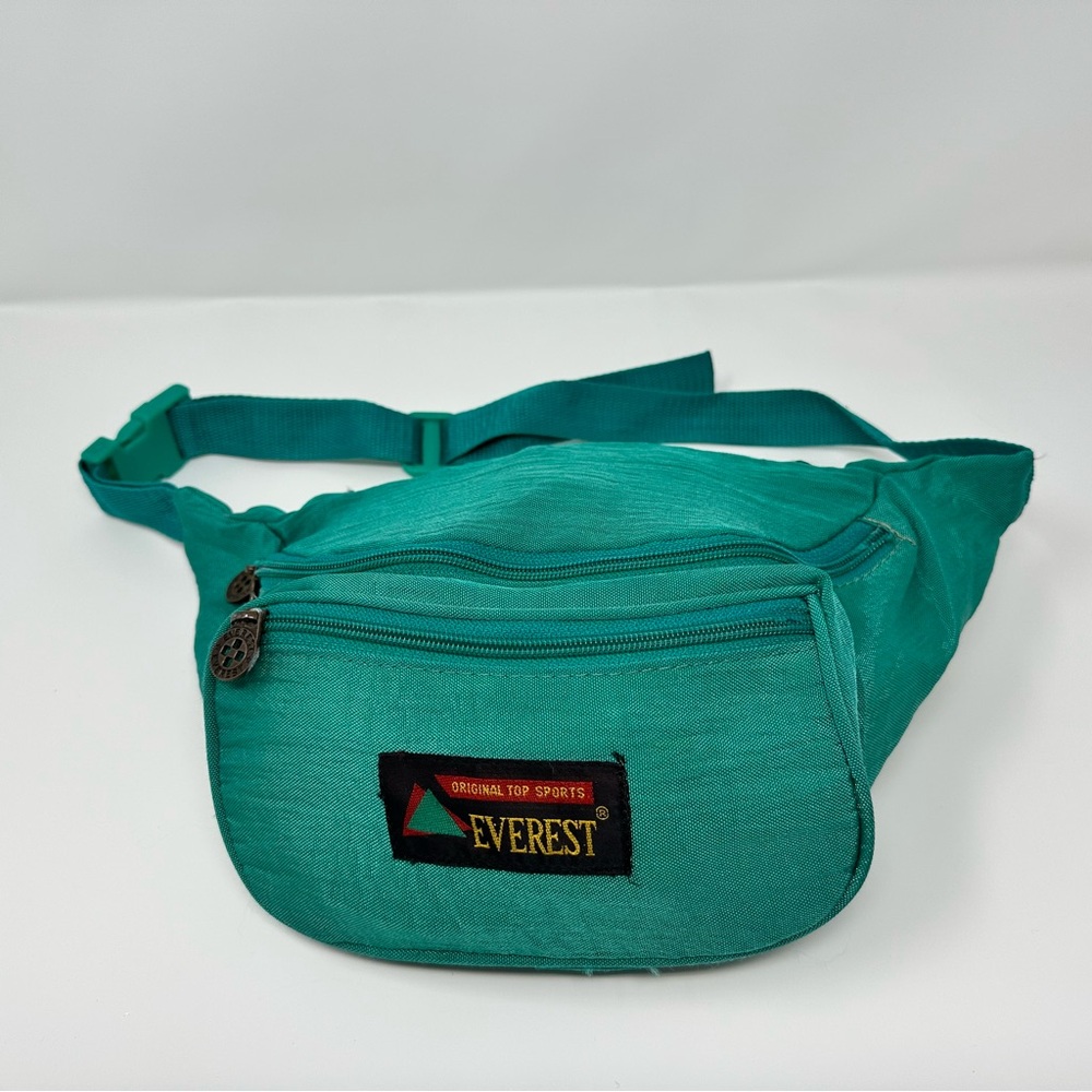 Vintage Original Top Sports Everest Teal Fanny Pack Waist Bag 3 Compartments